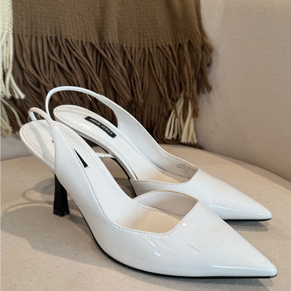 Nine West White Slingback Heels